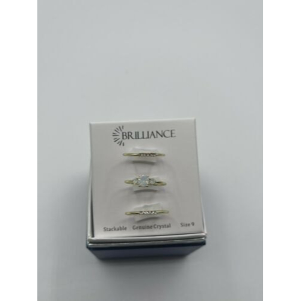 Brilliance Genuine Crystal Stack Ring Set (Opal Colored Center) Size 9 NIB - Picture 2 of 4